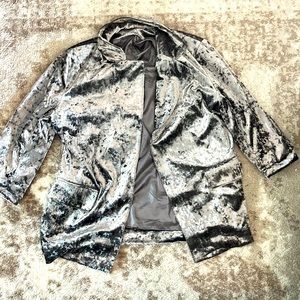 Large, velvet grey oversized blazer